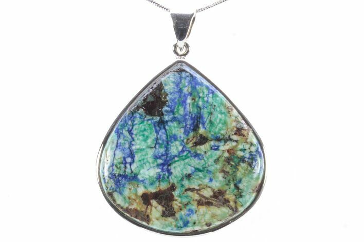 Polished Malachite & Azurite Pendant - Siberia #279055